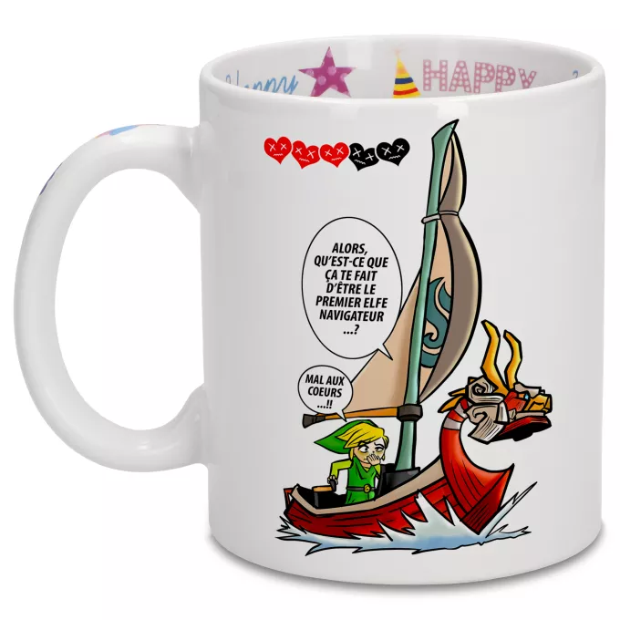 Mugs Anniversaire Parodie Zelda Un elfe à la mer.... :) - Link - The Wind waker