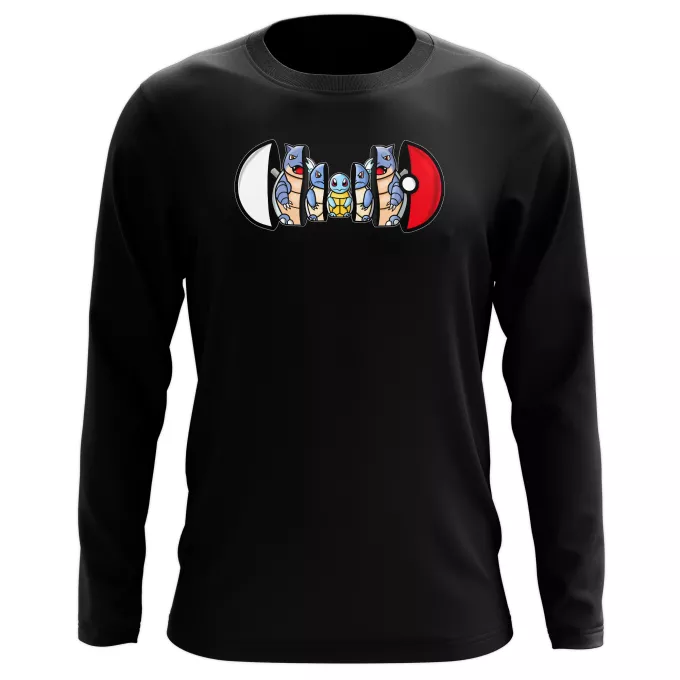 Långärmad T-Shirts Parodi Pokémon Squirtle, Wartortle och Blastoise