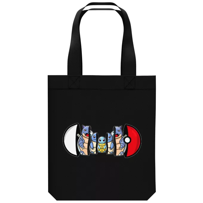 Ekologisk bomullsväska (Tote Bag) Parodi Pokémon Squirtle, Wartortle och Blastoise