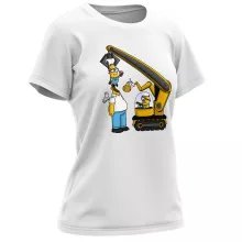 T-shirt för kvinnor “Minionerna och Homer Simpson” – Parodi Minionerna