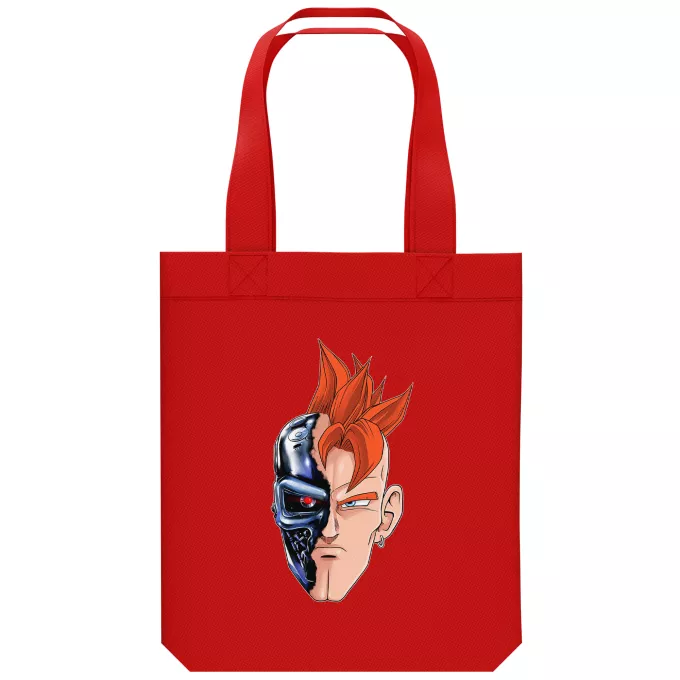 Shopper (Tote Bag) aus Bio-Baumwolle Parodie auf Dragon Ball Z - DBZ C-16 und Terminator -