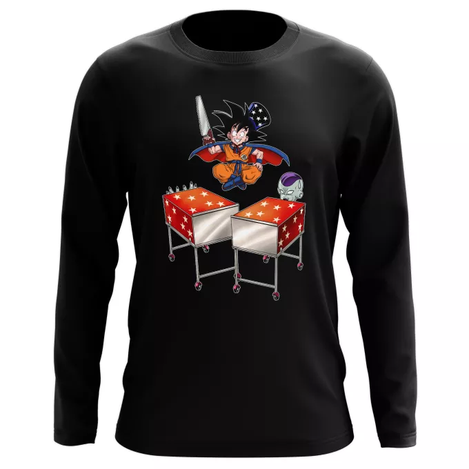 Långärmad T-Shirts Parodi Dragon Ball Z - DBZ Son Goku och Lord Freezer