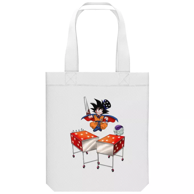 biologisch katoenen draagtas (Tote Bag) Parodie Dragon Ball Z - DBZ Son Goku en Freezer