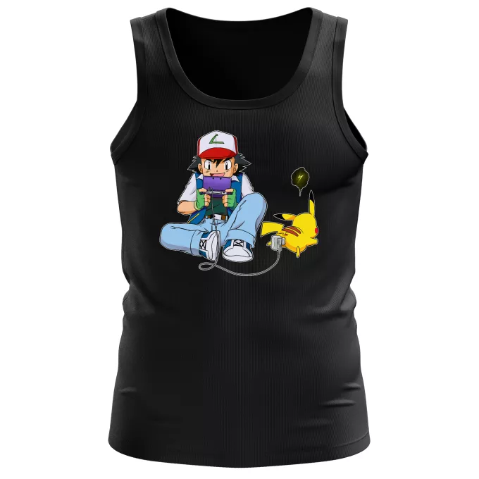 Men Tank Tops Parody of Pokémon Pikachu and Ash Ketchum