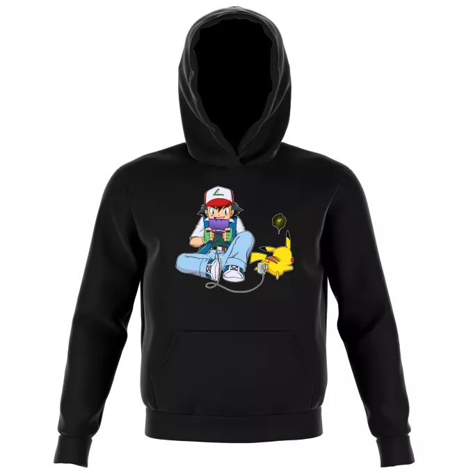 Kids Hooded Sweatshirts Parody of Pokémon Pikachu and Ash Ketchum