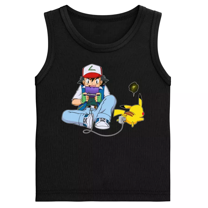 Boys Kids Tank Tops Parody of Pokémon Pikachu and Ash Ketchum