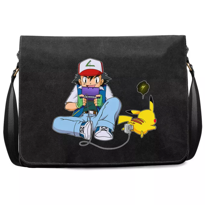 Premium Messenger Bag Parody of Pokémon Pikachu and Ash Ketchum