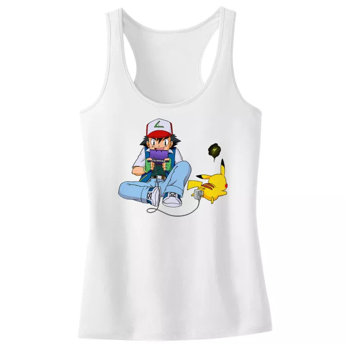 Girls Kids Tank Top Parody of Pokémon Pikachu and Ash Ketchum