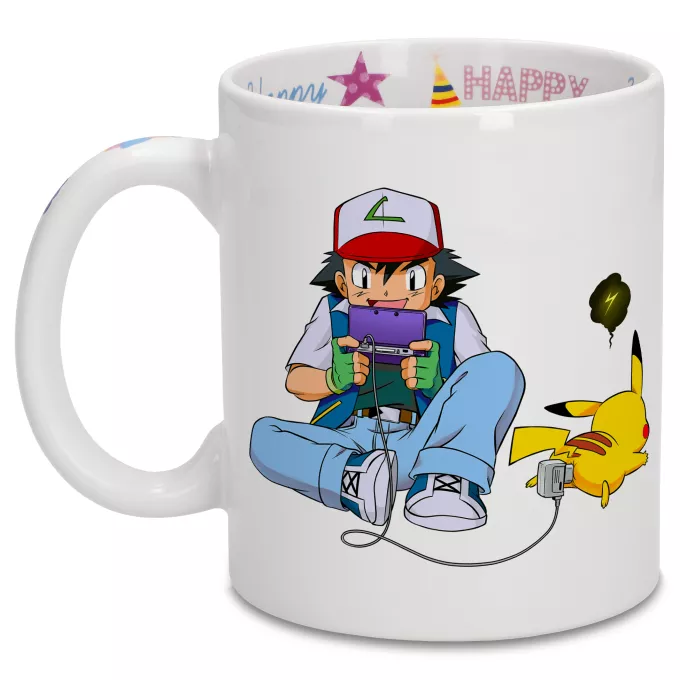 Happy Birthday Mugs Parody of Pokémon Pikachu and Ash Ketchum