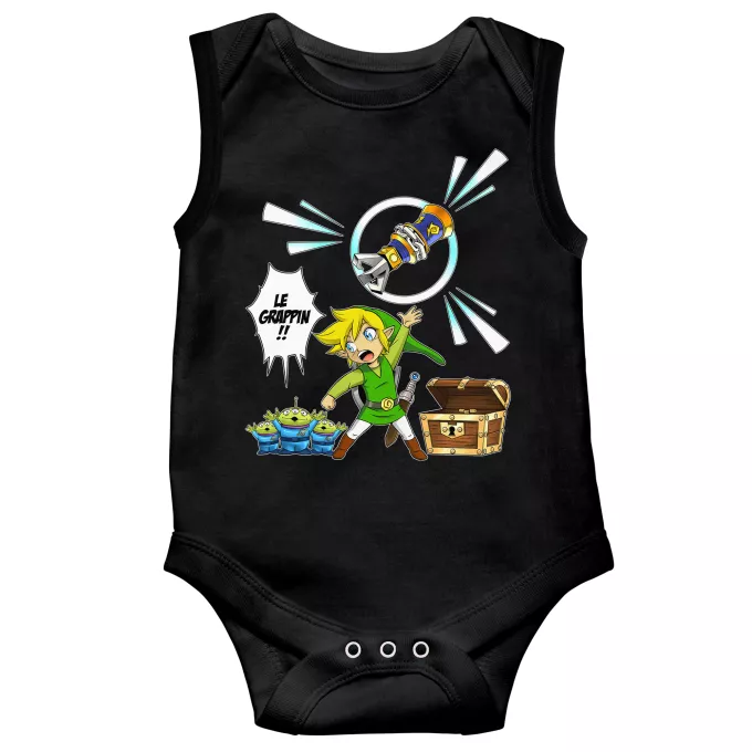 Body bébé sans manches Parodie Zelda Le Grappin... - Link, les Aliens