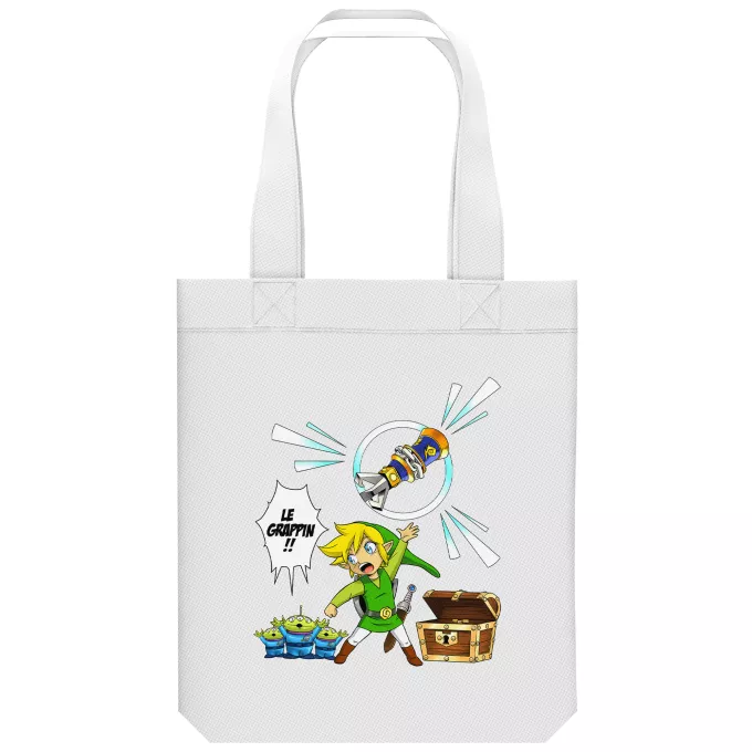 Saco (Tote Bag) de algodão orgânico Paródia Zelda