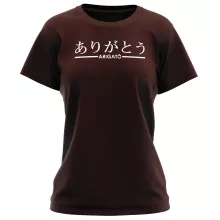 T-shirt Femme japonais-kanji-manga « Arigatô (Merci) » – Parodie Japon