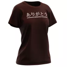T-shirt Femme japonais-kanji-manga « Arigatô (Merci) » – Parodie Japon