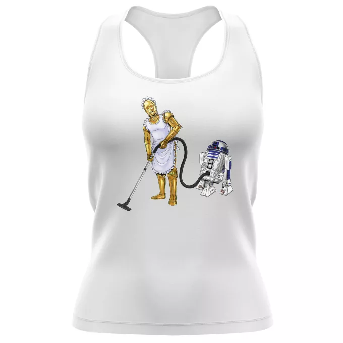Camiseta Mujer sin mangas Parodia Star Wars R2-D2 y C-3PO