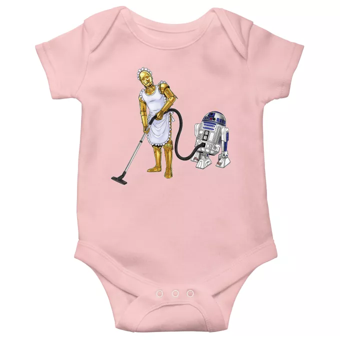 Traje de bebé de manga corta (chicas) Parodia Star Wars R2-D2 y C-3PO
