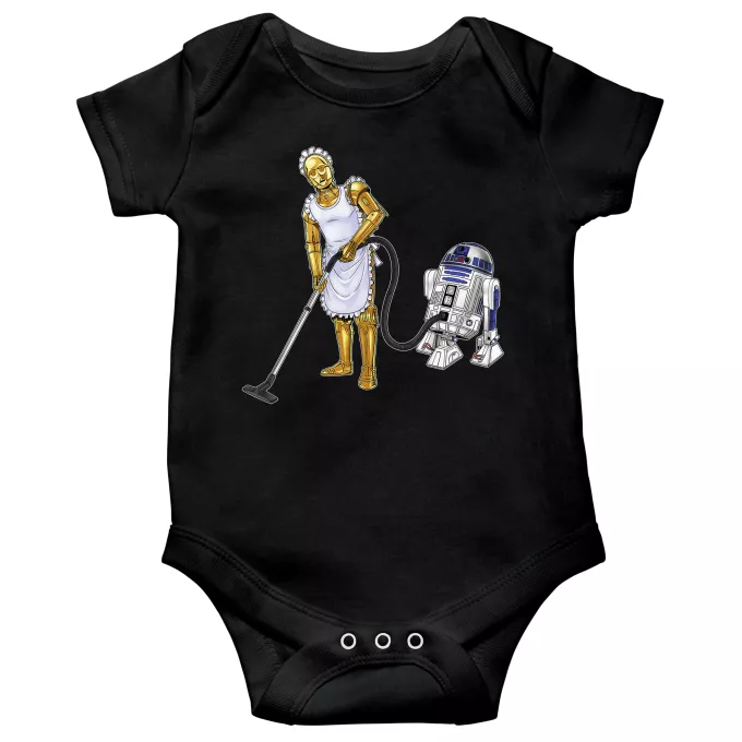 Traje de bebé de manga corta Parodia Star Wars R2-D2 y C-3PO