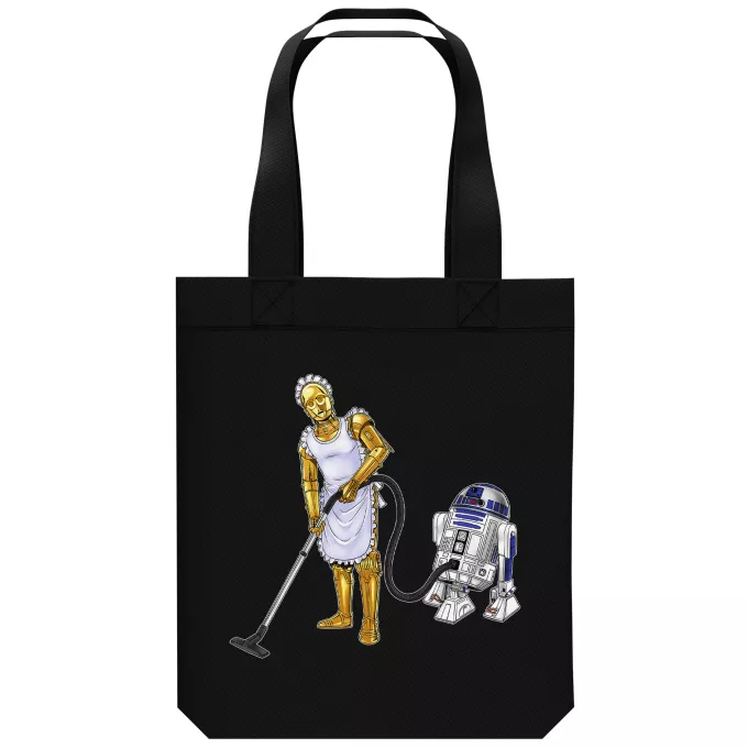Bolsa (Tote Bag) de algodón orgánico Parodia Star Wars R2-D2 y C-3PO
