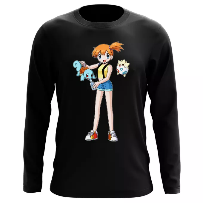 Långärmad T-Shirts Parodi Pokémon Togepi, Squirtle och Misty