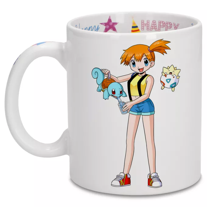 Tazas de cumpleaños Parodia Pokémon Togepi, Misty y Squirtle