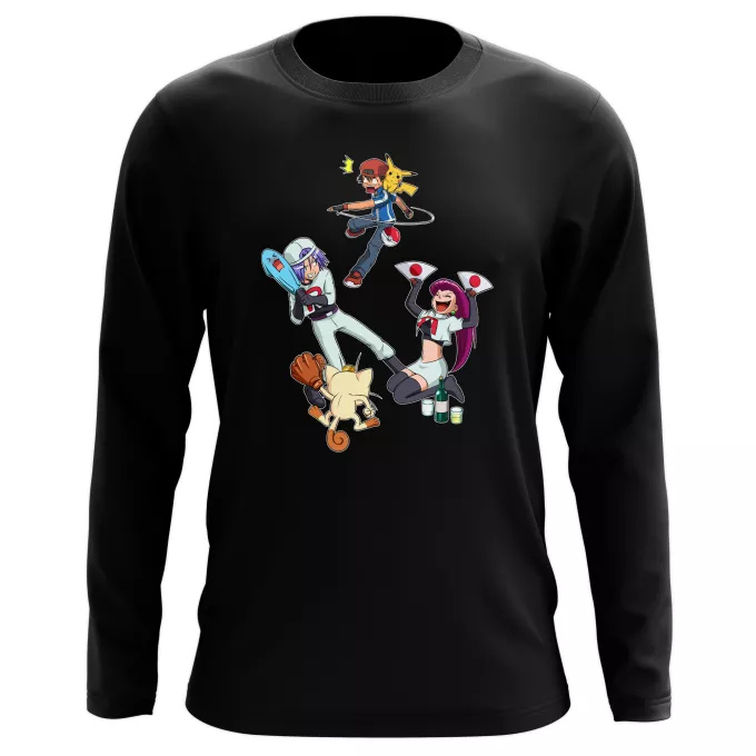 T-Shirts manches longues Parodie Pokémon Une partie de Poké-Ball :) - Pikachu, Sasha, la Team Rocket