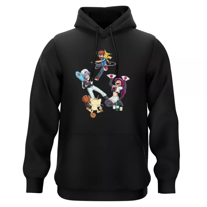 Sweat-shirts à Capuche Parodie Pokémon Une partie de Poké-Ball :) - Pikachu, Sasha, la Team Rocket