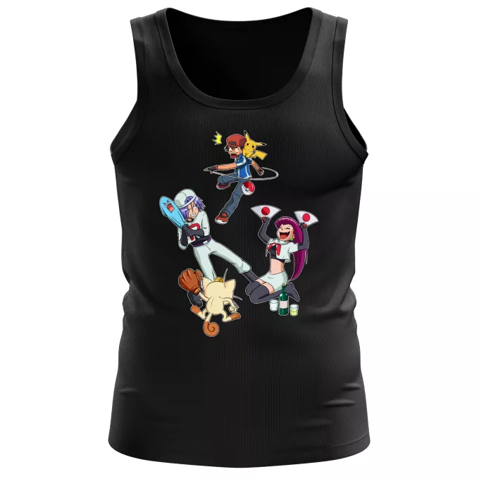 Débardeurs Hommes Parodie Pokémon Une partie de Poké-Ball :) - Pikachu, Sasha, la Team Rocket