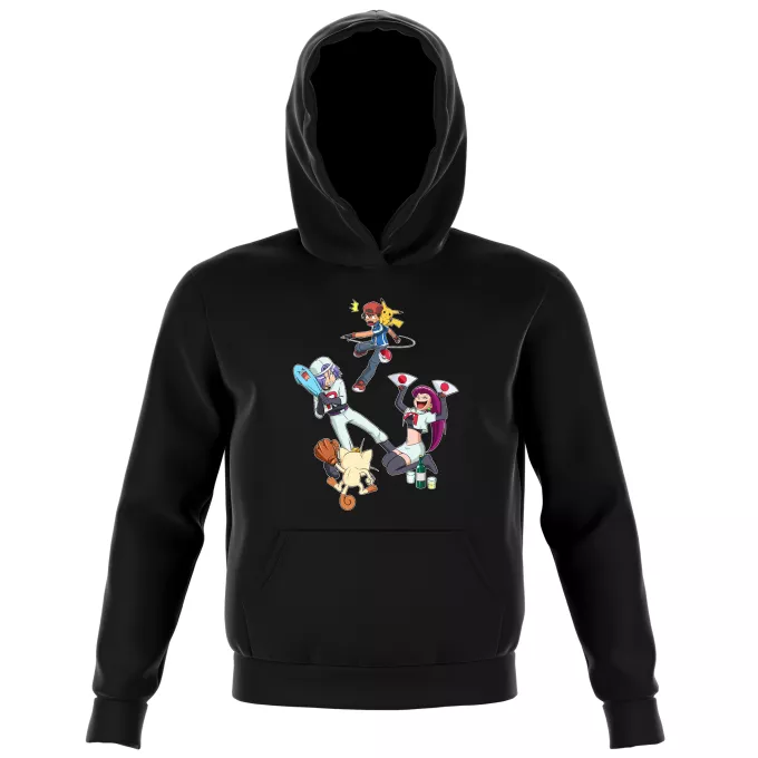 Sweat-shirts à Capuche Enfant Parodie Pokémon Une partie de Poké-Ball :) - Pikachu, Sasha, la Team Rocket