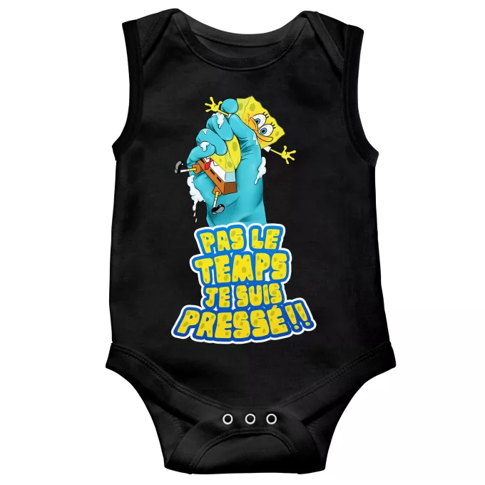 Body bébé sans manches Parodie Bob l'éponge Eponge pressée...