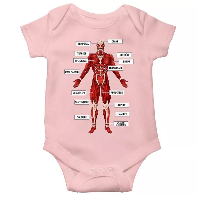 Body bébé manches courtes (Filles) Parodie L'attaque des Titans Titanatomie colossale... :) - Le Titan Colossal