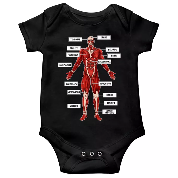 Body bébé manches courtes Parodie L'attaque des Titans Titanatomie colossale... :) - Le Titan Colossal