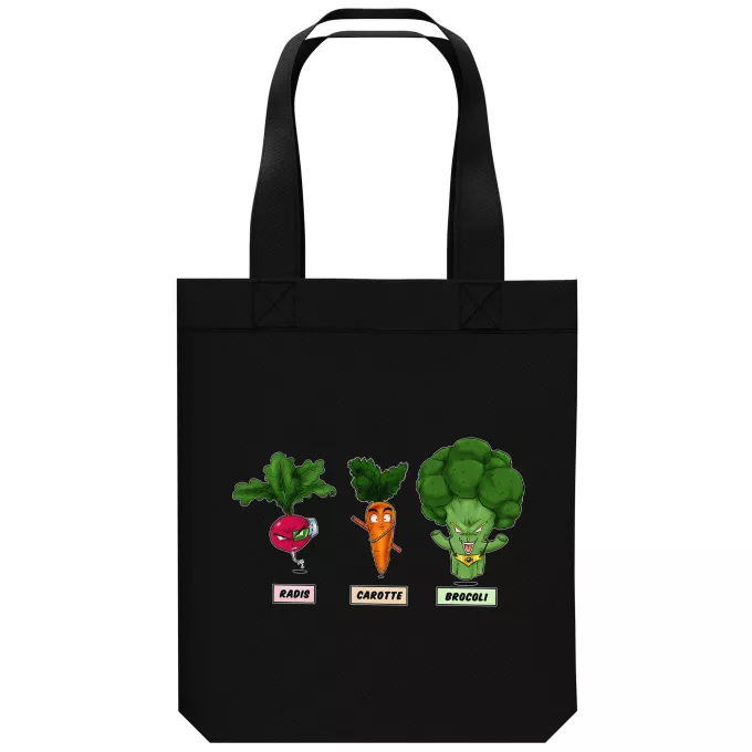 Sac Tote Bag en coton Bio Parodie Dragon Ball Z - DBZ Super Héros de la Planète Végétale - Sangoku, Broly, Raditz