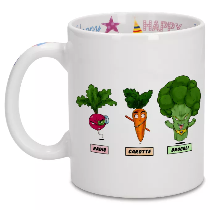 Mugs Anniversaire Parodie Dragon Ball Z - DBZ Super Héros de la Planète Végétale - Sangoku, Broly, Raditz