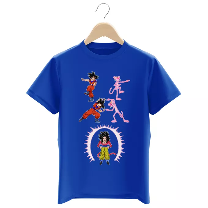 T-shirts för barn Parodi Dragon Ball GT Son Goku Super saiyan 4 och Den rosa pantern