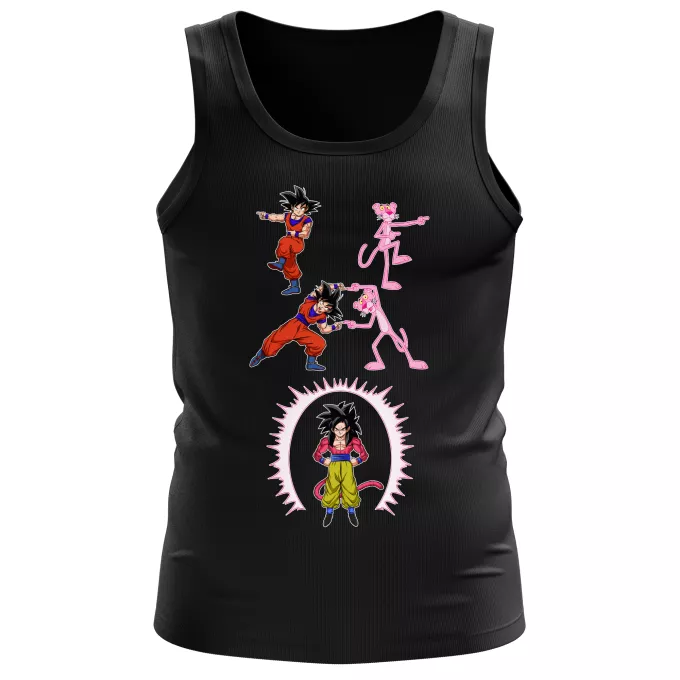 Linnen för män Parodi Dragon Ball GT Son Goku Super saiyan 4 och Den rosa pantern