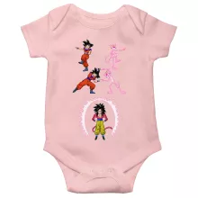 Dragon Ball GT parodi Rosa Body baby korta ärmar (flicka) - Son Goku Super saiyan 4 och Den rosa pantern (Högklassig Body Baby - Tryckt i Frankrike - Ref : 650)