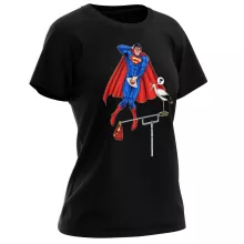 Damen T-shirt “Man of Steel” – Parodie auf Superman