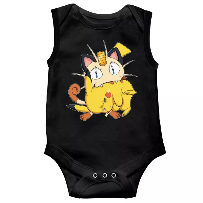 Body de bebé sin mangas Parodia Pokémon Pikachu y Meowth