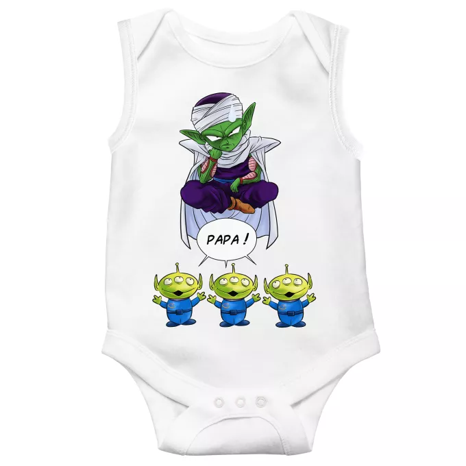 Body bébé sans manches Parodie Dragon Ball Z - DBZ Papa !! - Piccolo aka Satan Petit Coeur, les Aliens