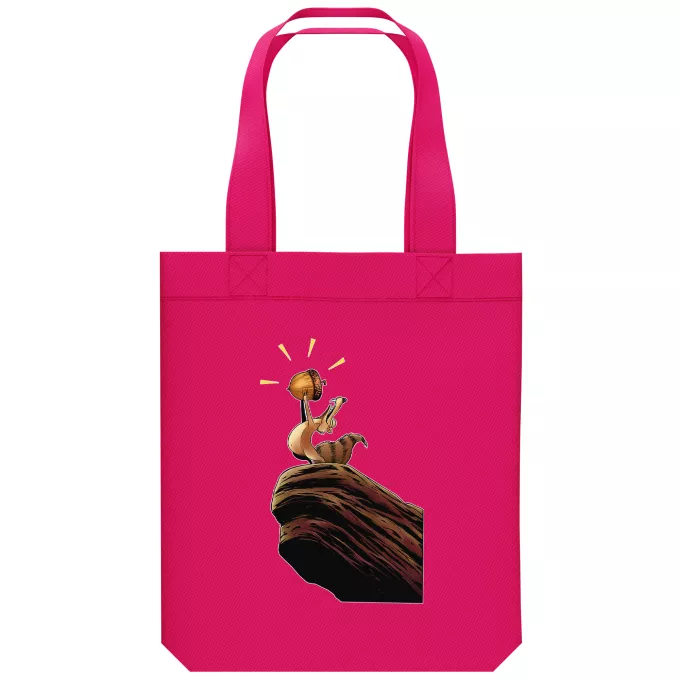 Saco (Tote Bag) de algodão orgânico Paródia A Idade do Gelo Scrat e O Rei Leão