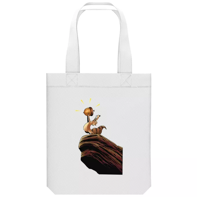Saco (Tote Bag) de algodão orgânico Paródia A Idade do Gelo Scrat e O Rei Leão