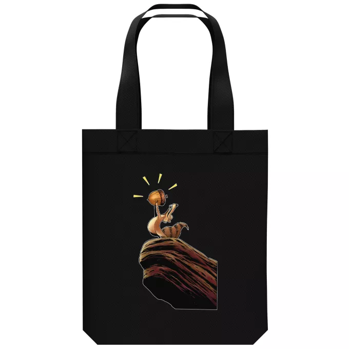 Saco (Tote Bag) de algodão orgânico Paródia A Idade do Gelo Scrat e O Rei Leão