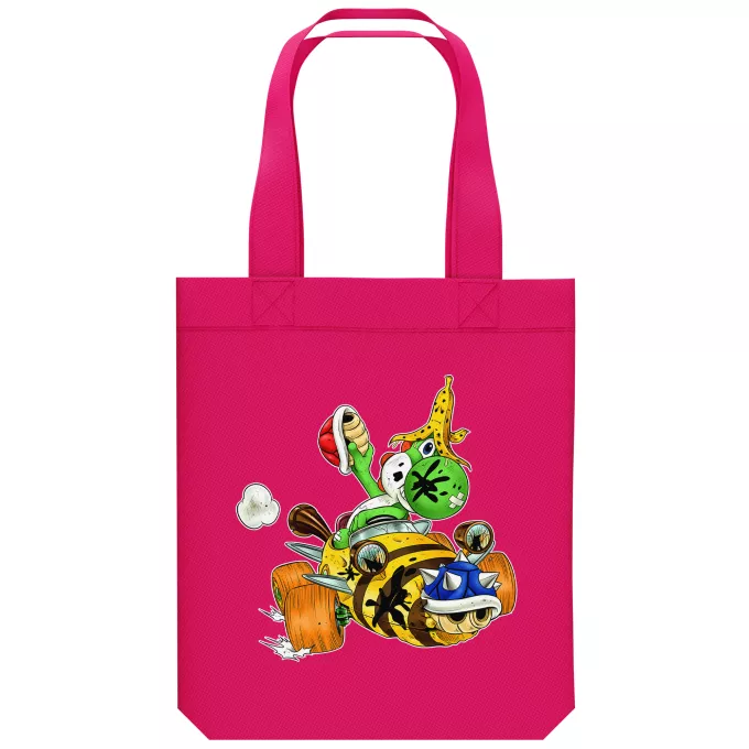 Bolsa (Tote Bag) de algodón orgánico Parodia Mario Kart Yoshi