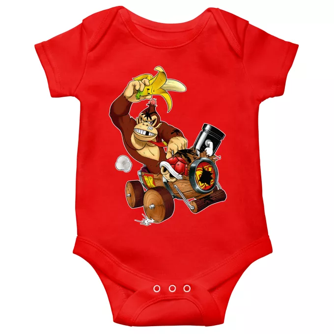 Traje de bebé de manga corta Parodia Mario Kart Donkey Kong