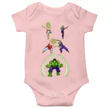 Dragon Ball Z - DBZ parodi Rosa Body baby korta ärmar (flicka) - Piccolo, Broly och Hulk (Högklassig Body Baby - Tryckt i Frankrike - Ref : 674)
