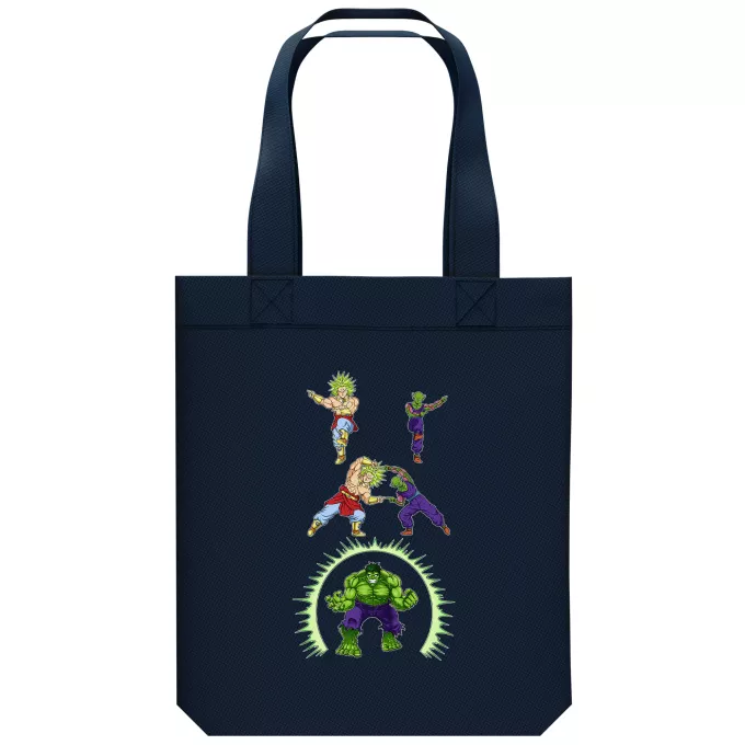 Sac Tote Bag en coton Bio Parodie Dragon Ball Z - DBZ Les origines de la Puissance... - Piccolo, Broly, Hulk