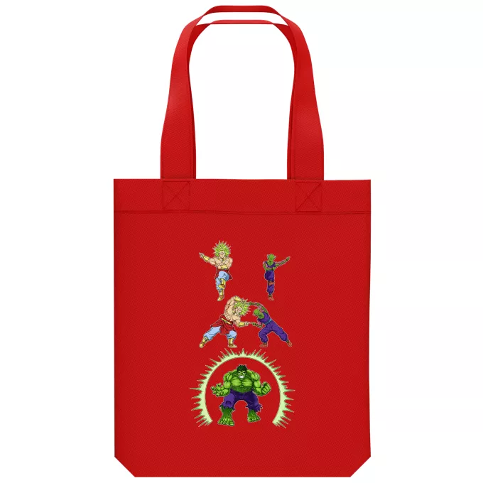 biologisch katoenen draagtas (Tote Bag) Parodie Dragon Ball Z - DBZ Piccolo, Broly en Hulk