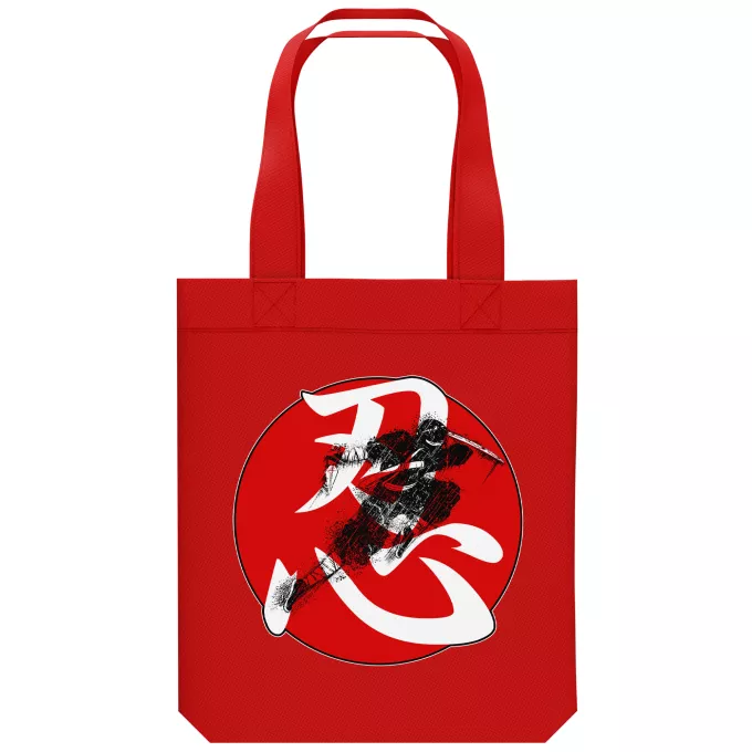 Shopper (Tote Bag) aus Bio-Baumwolle Parodie auf Kultur von Japan Japanische Shinobi - Ninja