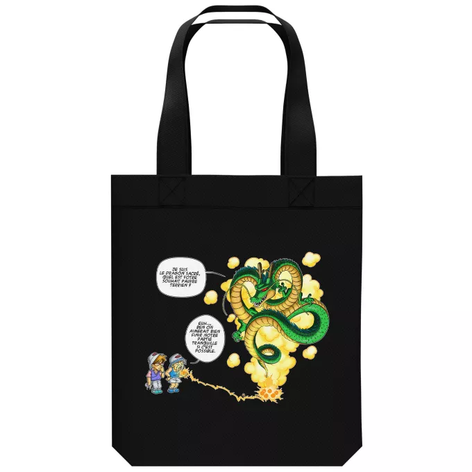 Sac Tote Bag en coton Bio Parodie Dragon Ball Z - DBZ La Pétanque, c'est sacré ! - Shenron, les pétanqueurs marseillais