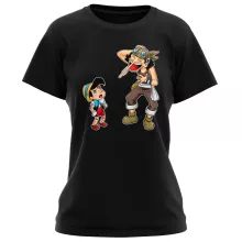 Lysop Damen T-shirt “Lysop und Pinocchio” – Parodie auf One Piece