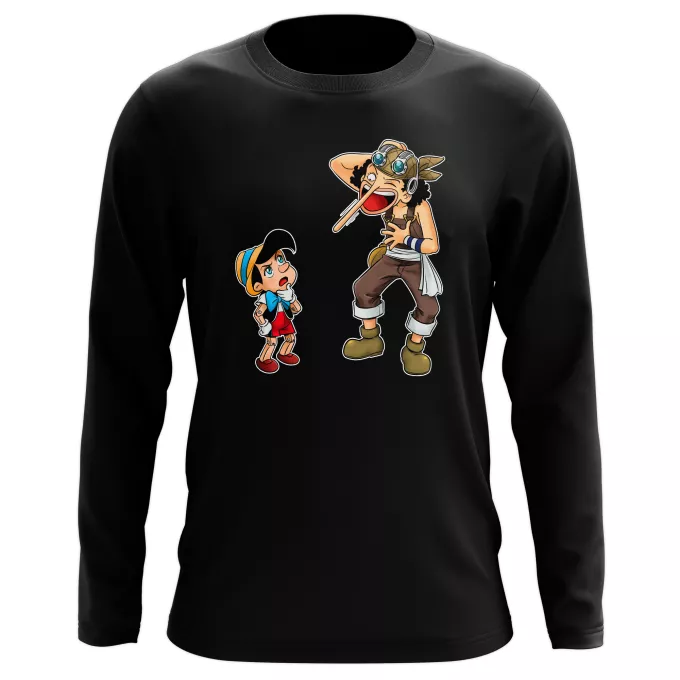 Langarm T-shirts Parodie auf One Piece Lysop und Pinocchio - Piniocchio